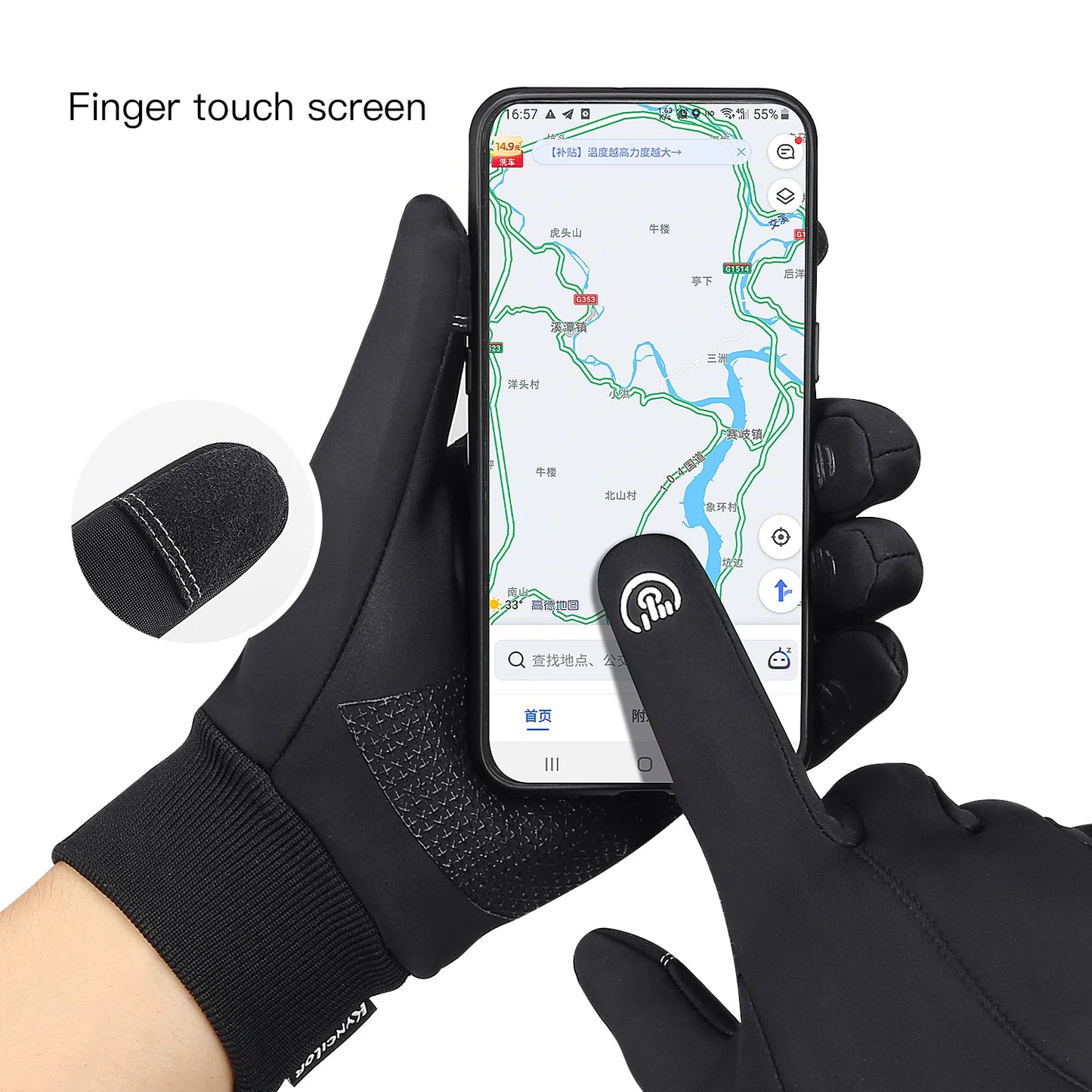 Full Fingers Men Winter Waterproof Cycling Gloves Outdoor Sports Running Motorcycle Ski Touch Screen Fleece Gloves Non-slip Warm