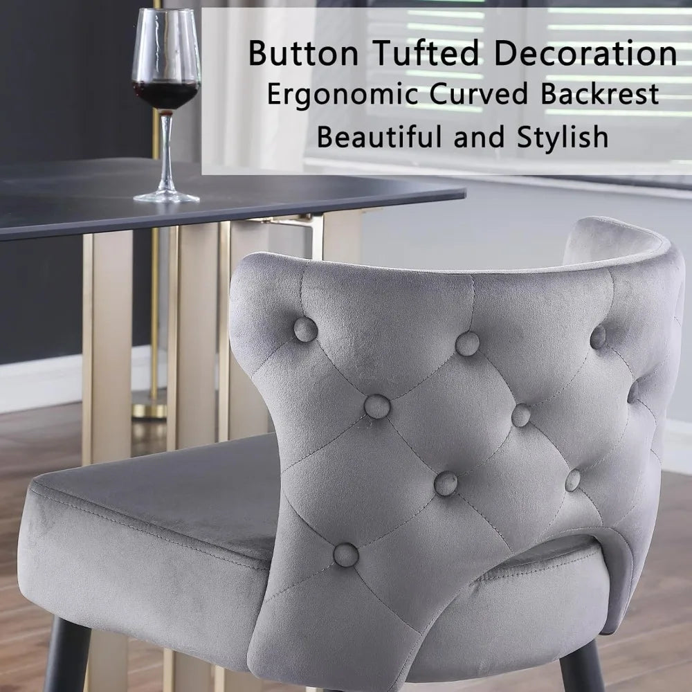 Counter Height Bar Stools Set of 2,Upholstered Kitchen Bar Chair with Footrest, 26.4" Kitchen Counter Stool Thick Cushion Metal