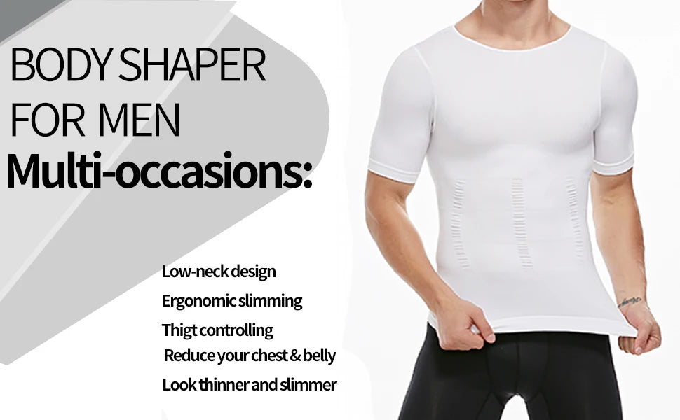 Mens Compression Shirt Slimming Body Shaper Vest Workout Tank Tops Abs Abdomen Undershirts