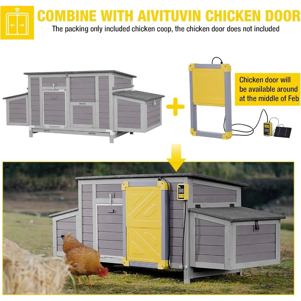 Chicken Coop 67.3" Large Duck House with 4 Nesting Boxes for 2-4 Chickens Outdoor Hen House Chicken Cage
