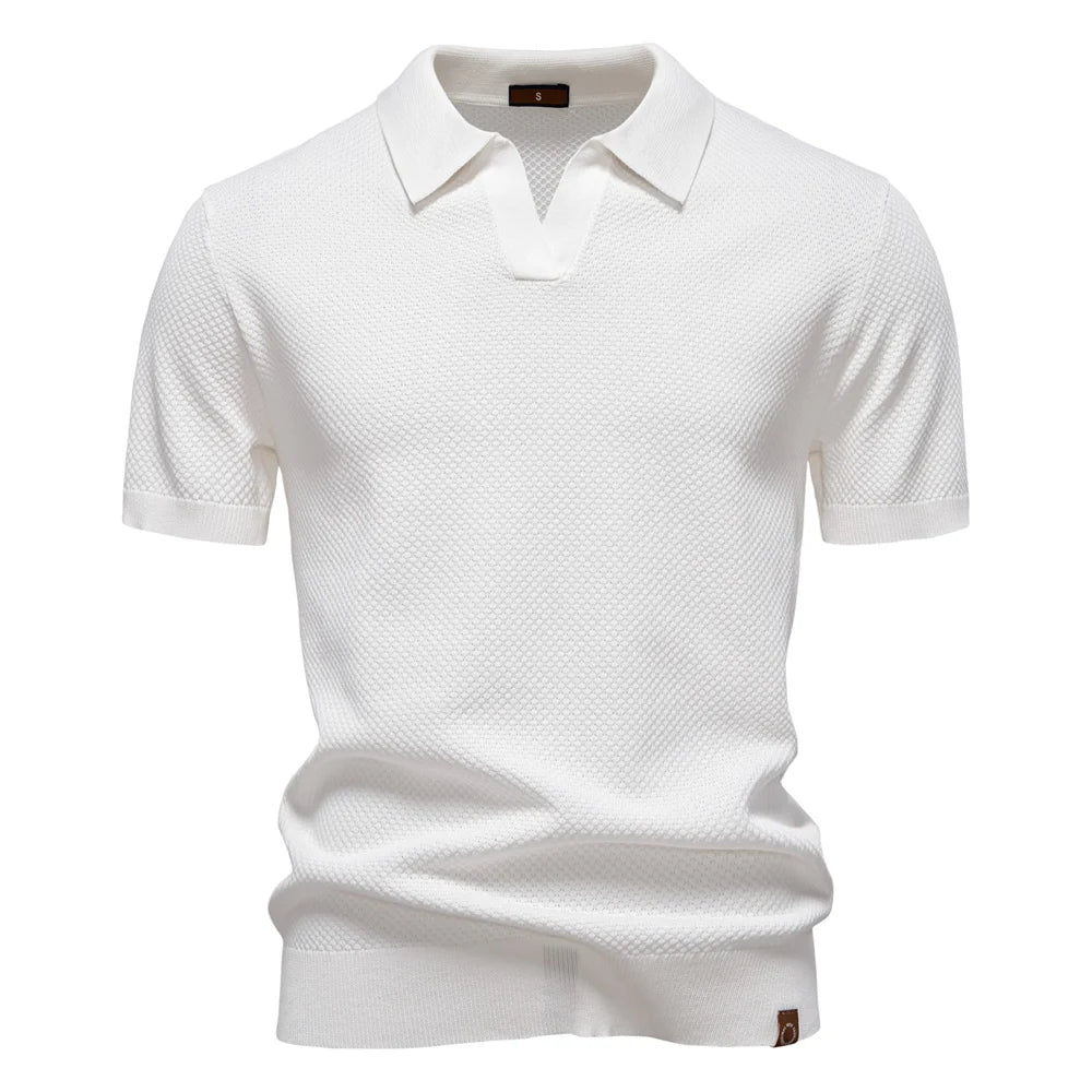 Men's Summer Breathable Polo Shirt Short Sleeve Solid Color Casual Polo Shirts for Men Lightweight Stretch Polo ﻿