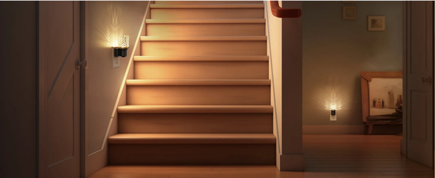 Dimmable LED Night Light Plug-in, Auto Sensor, Adjustable 0-100LM for Bedroom, Hallway, Home Decor