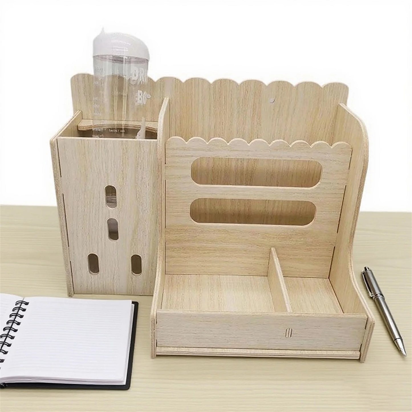 Rabbit Hutch with Hay Feeder and Water Bottle Combo Set - Wooden Guinea Pig Cage Accessories for Small Animals
