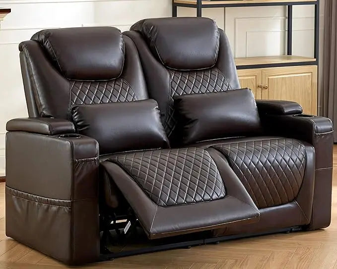 RV Loveseat Recliner Sofa, Home Theater Seating with 3 Arms and 2 Pillows, Wall Hugger Recliners & 135° Reclining Couch