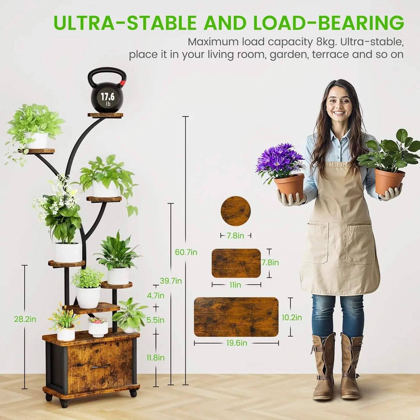 Plant Stand W/Grow Light, Tiered Plants Shelf, Corner Plant Stand Shelves for Indoor bedroom, S-Shaped Plant Rack for Home Patio