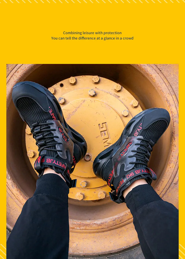 Lightweight Men Safety Shoes Steel Toe Work Sneakers Anti-smash Protective Shoes Anti-smash Anti-puncture Indestructible Shoes