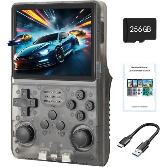 R40S Pro+ Handheld Game Console, 30000 in 1 Games Mini Retro Video Console, 3.5-Inch IPS Screen,256GB TF Memory Memory