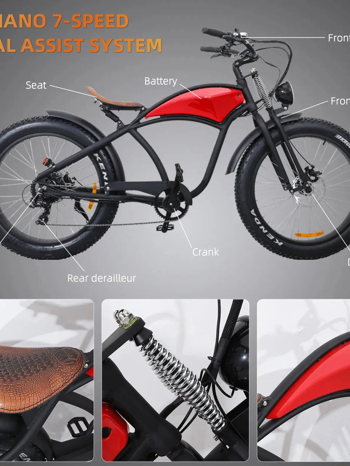 Electric Mountain Bike, 750W 31MPH Class 3 Ebike 48V 15Ah 37Mile All-Terrain Fat Tire Bicycle, Dual Suspension 7-Speed JCD UL