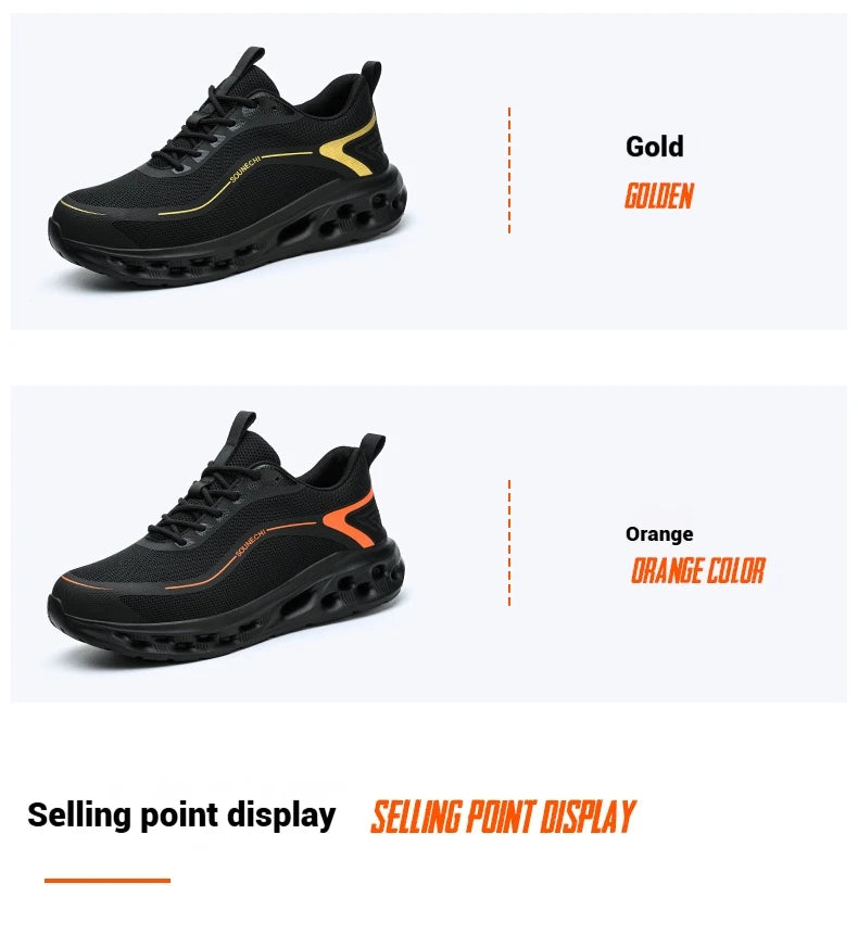 Men's Safety Shoes Anti-Impact Anti-Piercing Lightweight Work Boots Lightweight Breathable Sporty Design for Outdoor Work Shoes