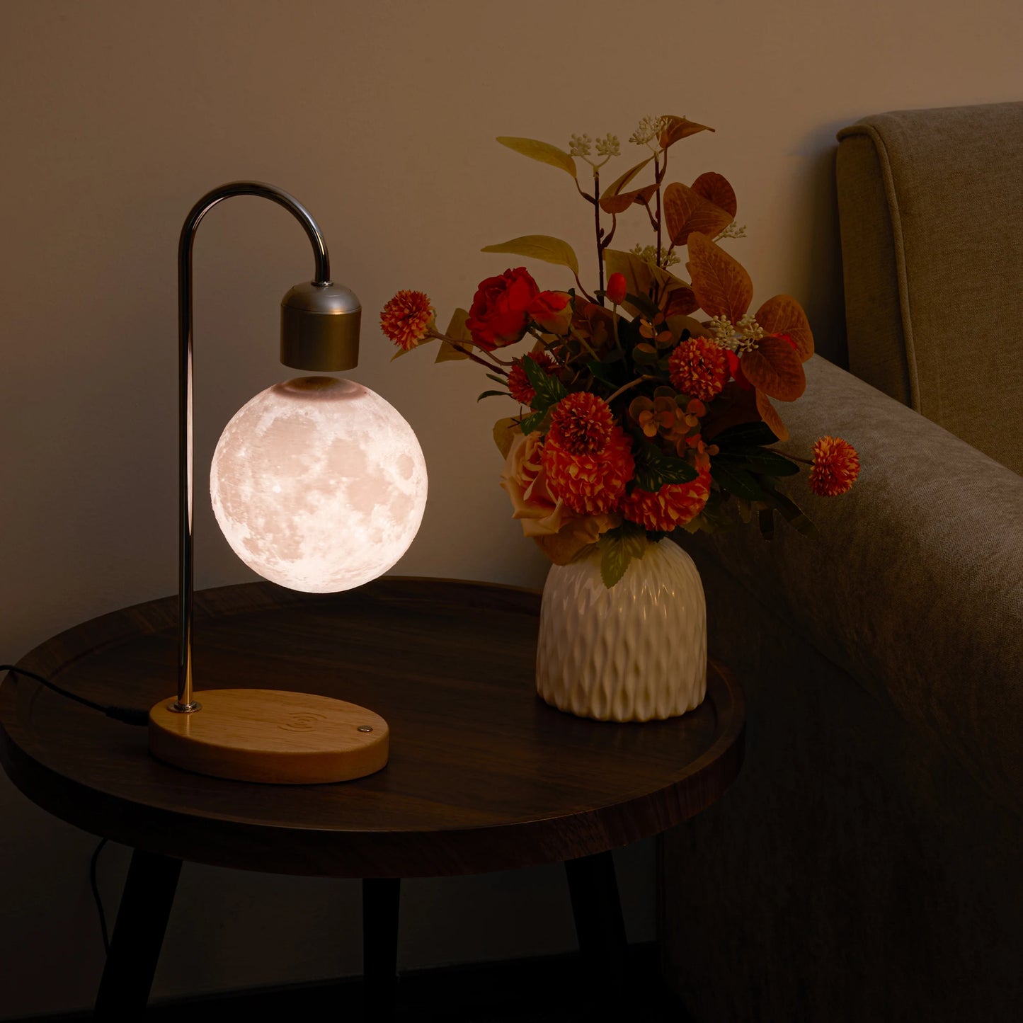 Magnetic Levitating Moon Lamp Levitation Plastic Black Table LED Night Light Zero-Gravity Floating Desk Toys for Decoration Gift