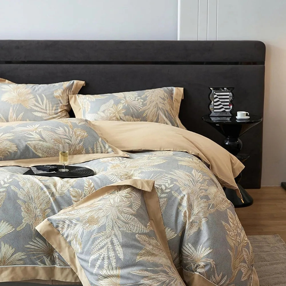 Queen Size Cotton Duvet Cover Set, 3-Piece Soft and Breathable Bedding for Year-Round Comfort