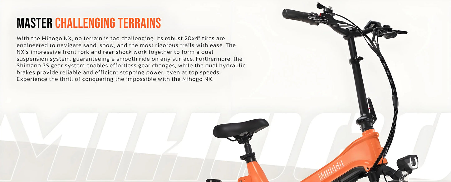 MIHOGO NX  Adult Electric Bicycle, 750W city ebike, 48V 12.8AH E-bike, 20-Fat Tire Foldable Electric Bike