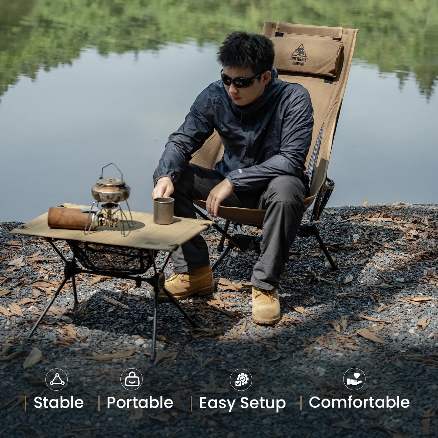 OneTigris Portable Tigerblade Camping Chairs Outdoor High Back Chair For Fishing Trekking BBQ Parties Gardening Indoor Use