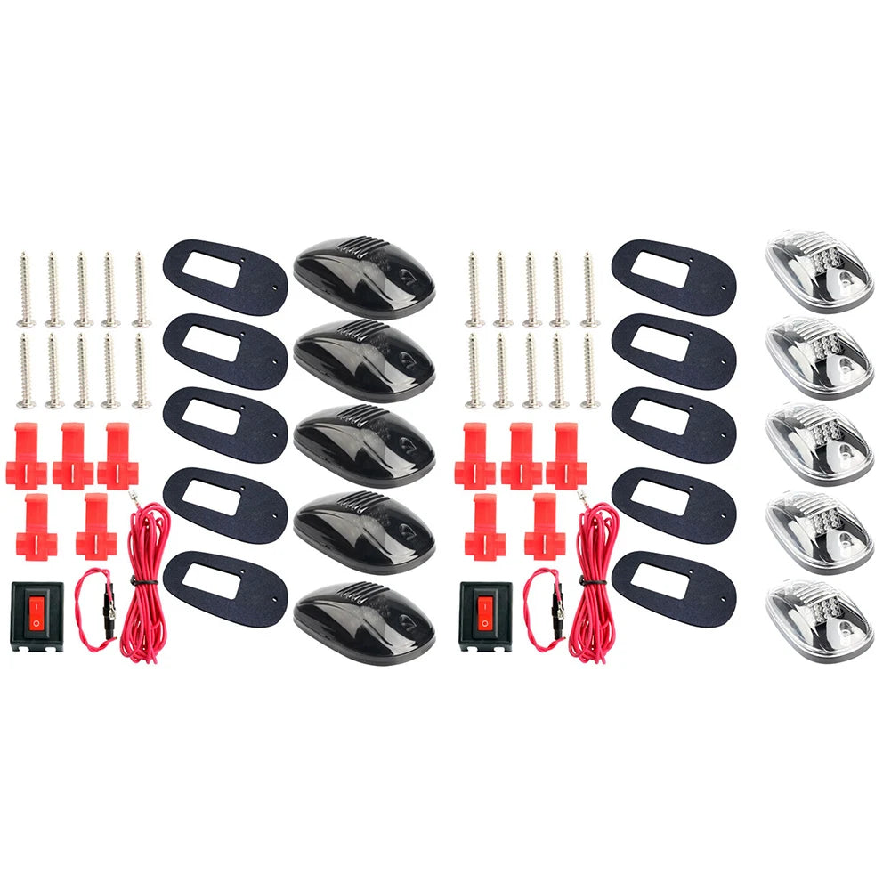 5Pcs Amber 9 LED Top Clearance Running Light 12V/24V Cab Roof Top Marker Running Light IP68 Waterproof for Pickup Trucks SUV