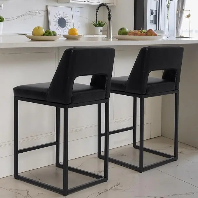Counter Height Bar Stools for Kitchen Counter Modern Bar Chairs with Backs  for Kitchen Island with Upholstered Faux Leather