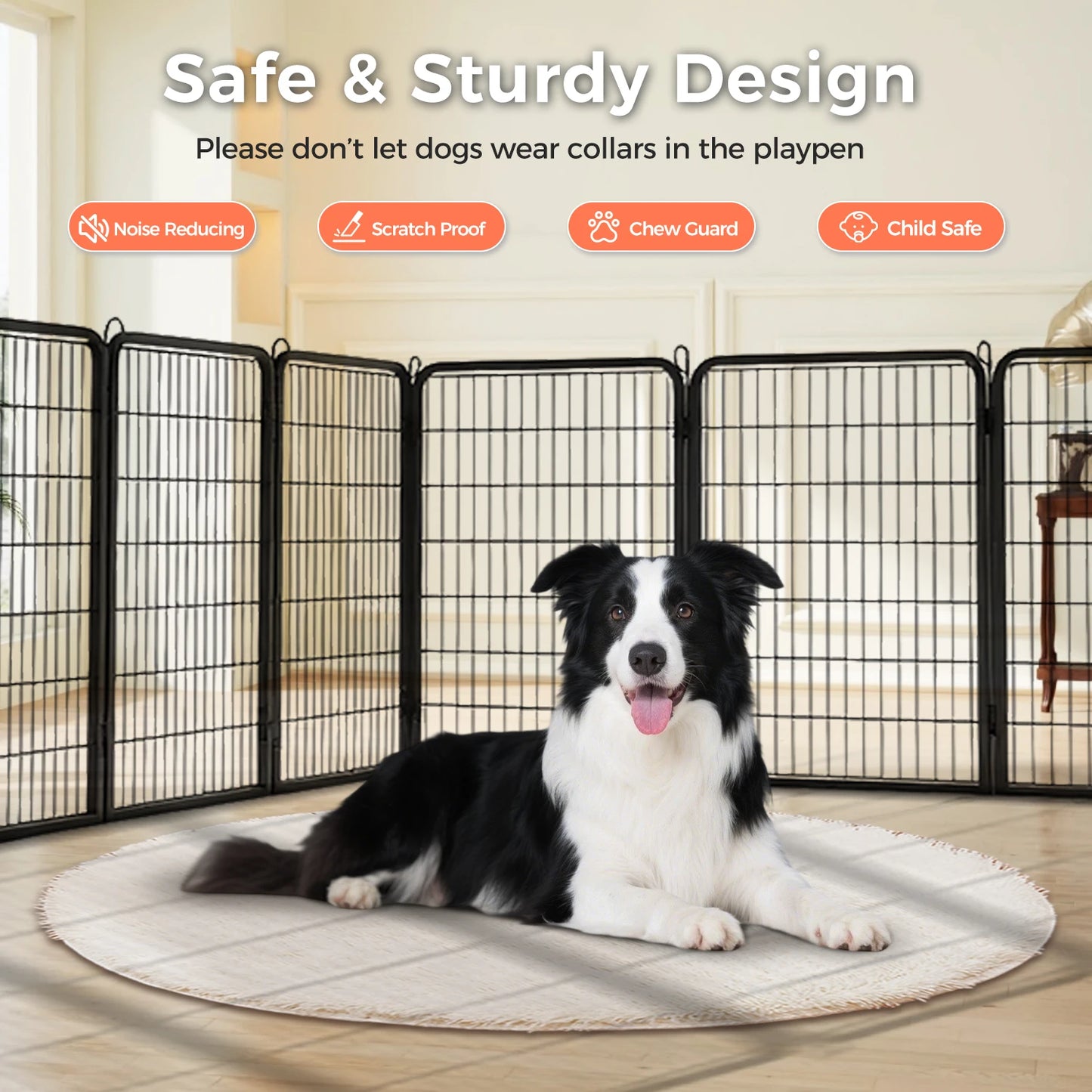 Heavy-Duty Metal Puppy Playpen – 24"/32"/40" Options, 8/16 Panels, Ideal for Indoor Use & Outdoor (RV Camping, Yard, Garden)