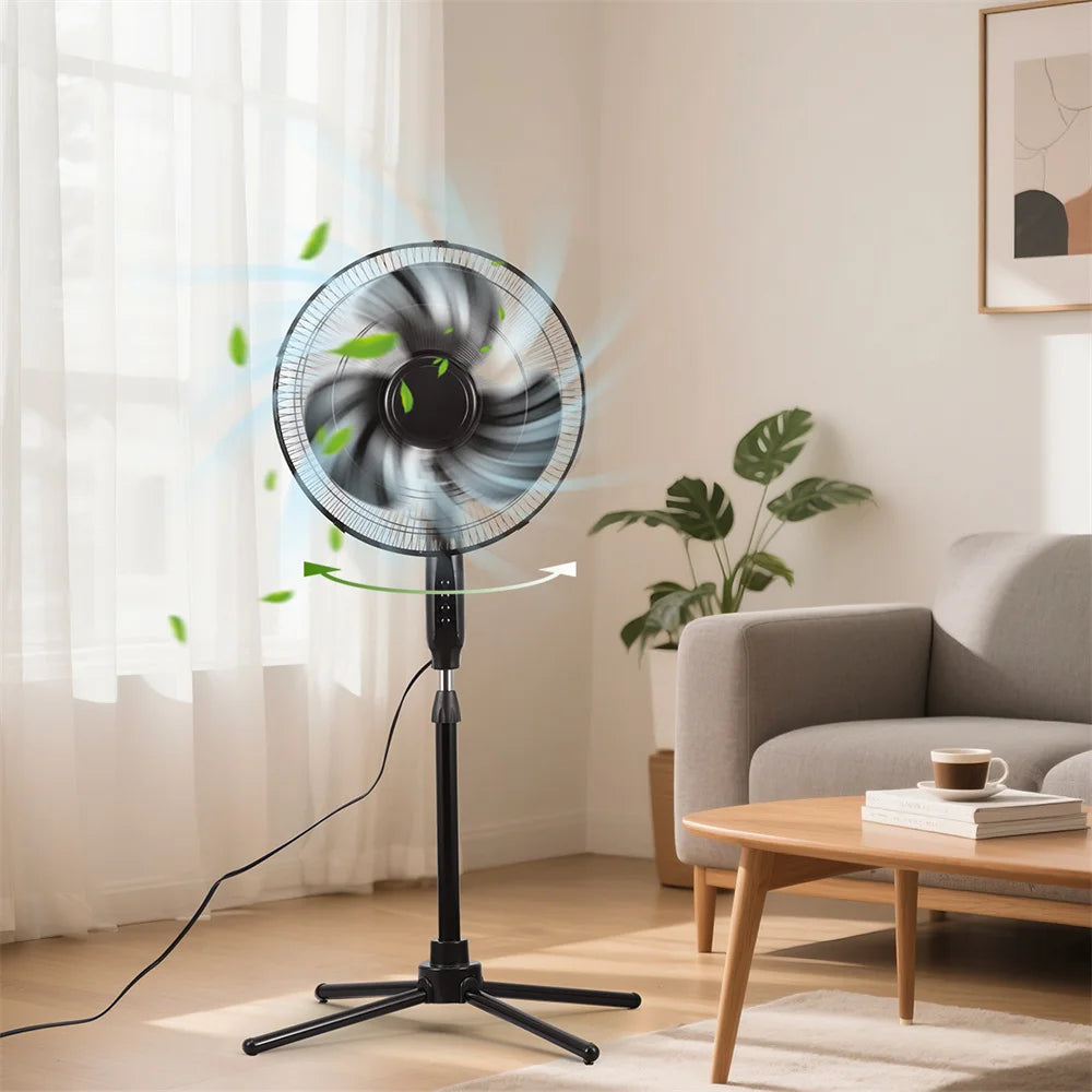 Kitchen Home Office 16 Inch Pedestal Standing Fan Adjustable Height and Tilt Floor Fan For Living Room Bedroom