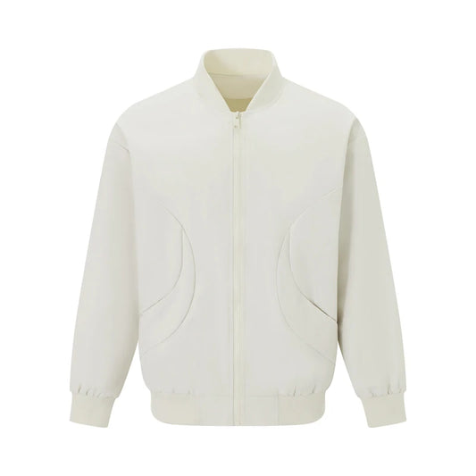 Men s Long Sleeve Baseball Jacket Solid Color Zip Up Stand Collar Casual Lightweight Coat