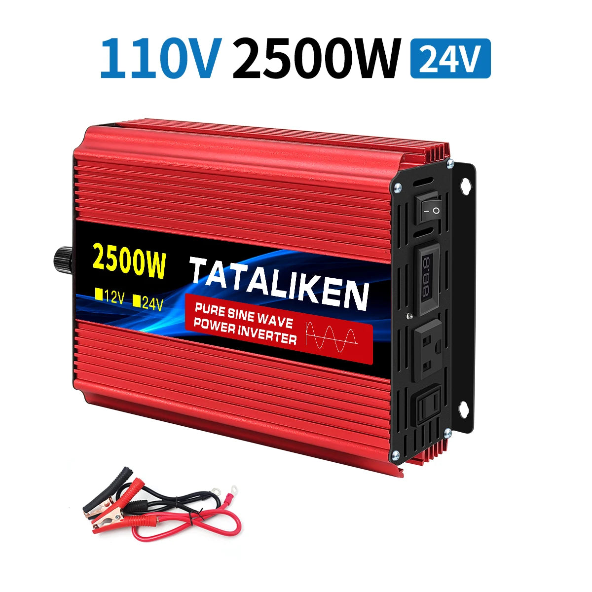 1600w-4500W 12V/24V to AC 110V 60Hz Pure Sine Wave Inverter Car Power Tranfermer  Voltage Portable  Converter with LED Display