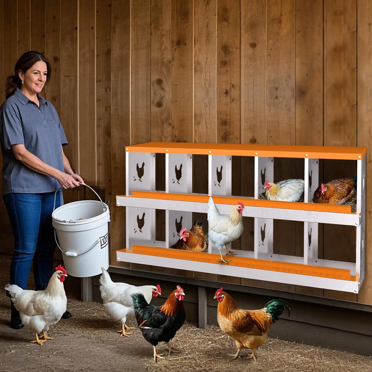 Chicken Nest Box, Chicken Nesting Boxes for Laying Eggs with Ventilation Holes & Anti-Peck Design, Space-Saving Design, Nesting