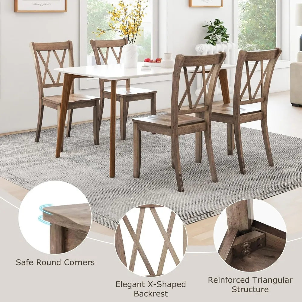 Rubber Wood Dining Room Side Chair w/Ergonomic Seat, Armless Chair for Home Kitchen, Dining Room