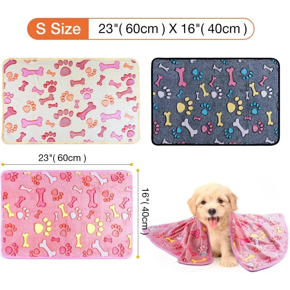 1 Pack 3 Pet Blankets for Dogs - Fluffy Cats Dogs Blanket for Small Medium & Large Dog, Cute Print Pet Throw Puppy Blankets Fle