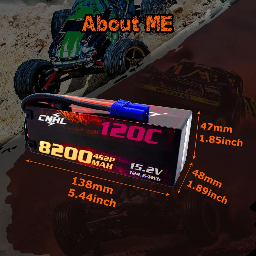 CNHL 2S 3S 4S Lipo Battery 7.6V 11.4V 15.2V 8200mAh 120C HV HardCase With EC5 Plug For RC Car Boat Airplane Truck Vehicle Truggy