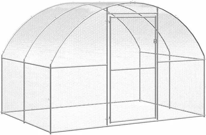 Galvanized Steel Outdoor Chicken Coop - Spacious and Durable Poultry Enclosure with Water-Resistant Roof, 9.8'x6.6'x6.6' - Easy