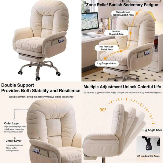"ergonomic reclining sofa chair with padded seat and armrests for home office desk comfort"