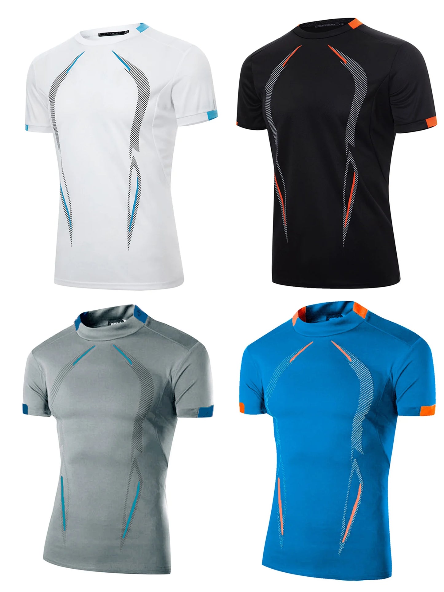 Men s Breathable Quick Dry T-Shirt with Stylish Print Short Sleeve Round Neck  Fit Sports Top in Plus Size