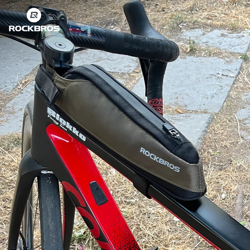 ROCKBROS Bicycle Bag Portable Cycling Top Tube Bag Nylon MTB Road Phone Tool Bag Reflective Ultralight Bicycle Pannier Pocket
