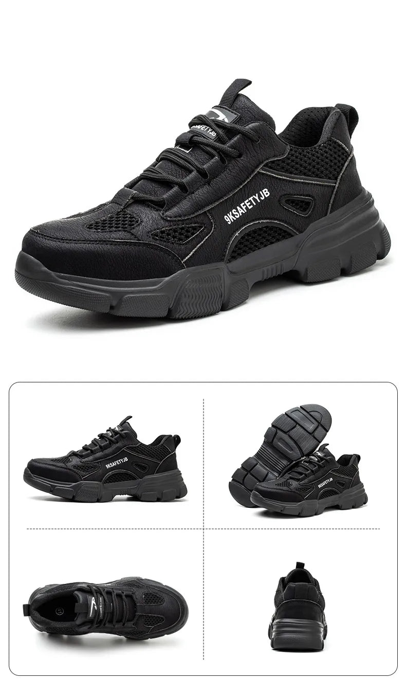 Low Top Breathable Safety Shoes Anti-Puncture Anti shock Work Shoes Slip Resistant Work Sneakers Protective Boots for Men