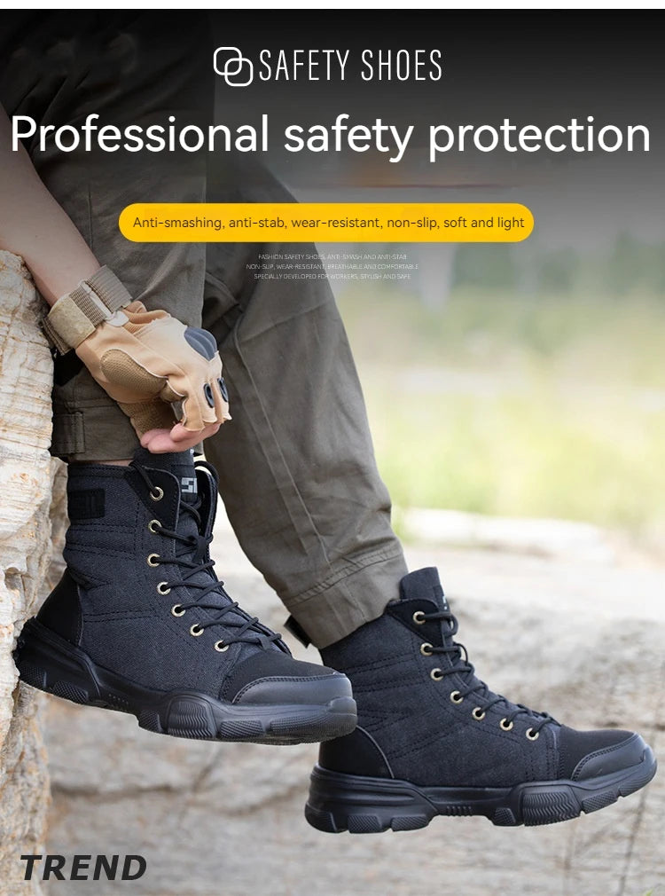 Men’s Industrial Safety Shoes Steel Toe Cap - Anti-Smash Anti-Punctur Outsole Outdoor Indestructible Construction Work Shoes