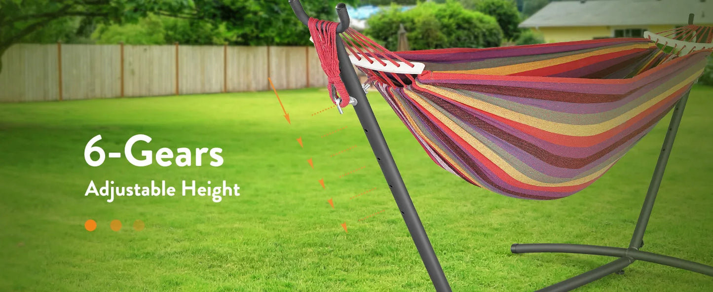 Gyroor Hammock with Adjustable Stand- Stylish Hammock Bed w/Storage Bag, 600lb Capacity