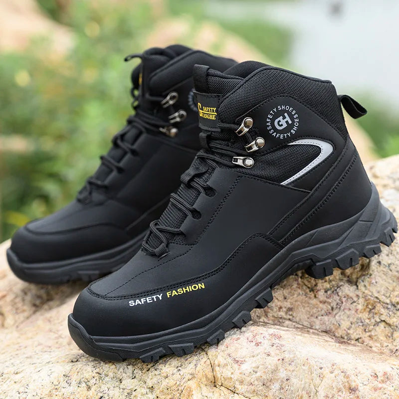 High Top Safety Shoes Men Steel Toe Work Shoes Men Work Safety Boots Anti Smash Safety Indestructible Waterproof Platform Boots