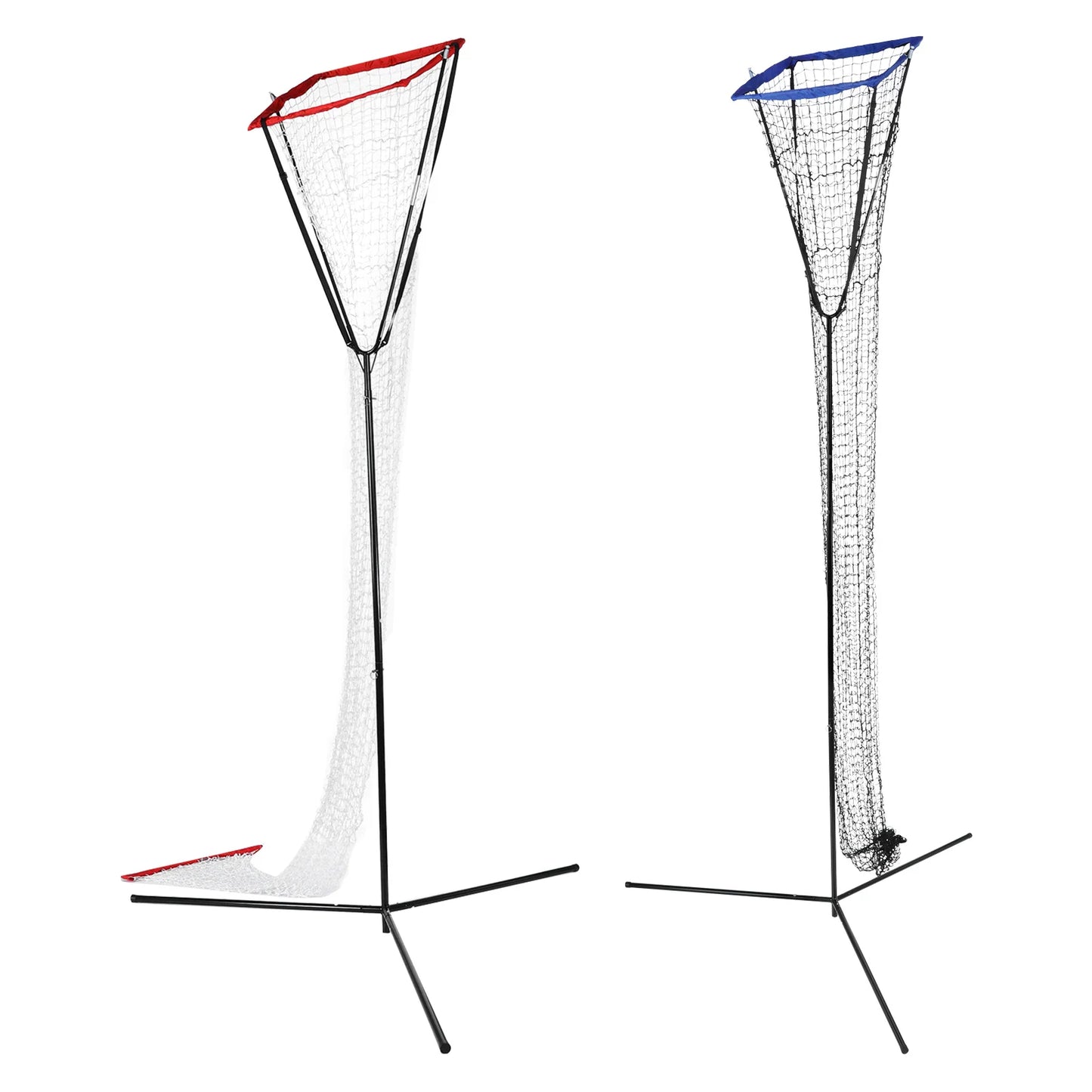 Volleyball Training Iron Net Frame,Black+Blue/Red Free Standing Volleyball Practice Net Adjustable Height and Angle for Patios