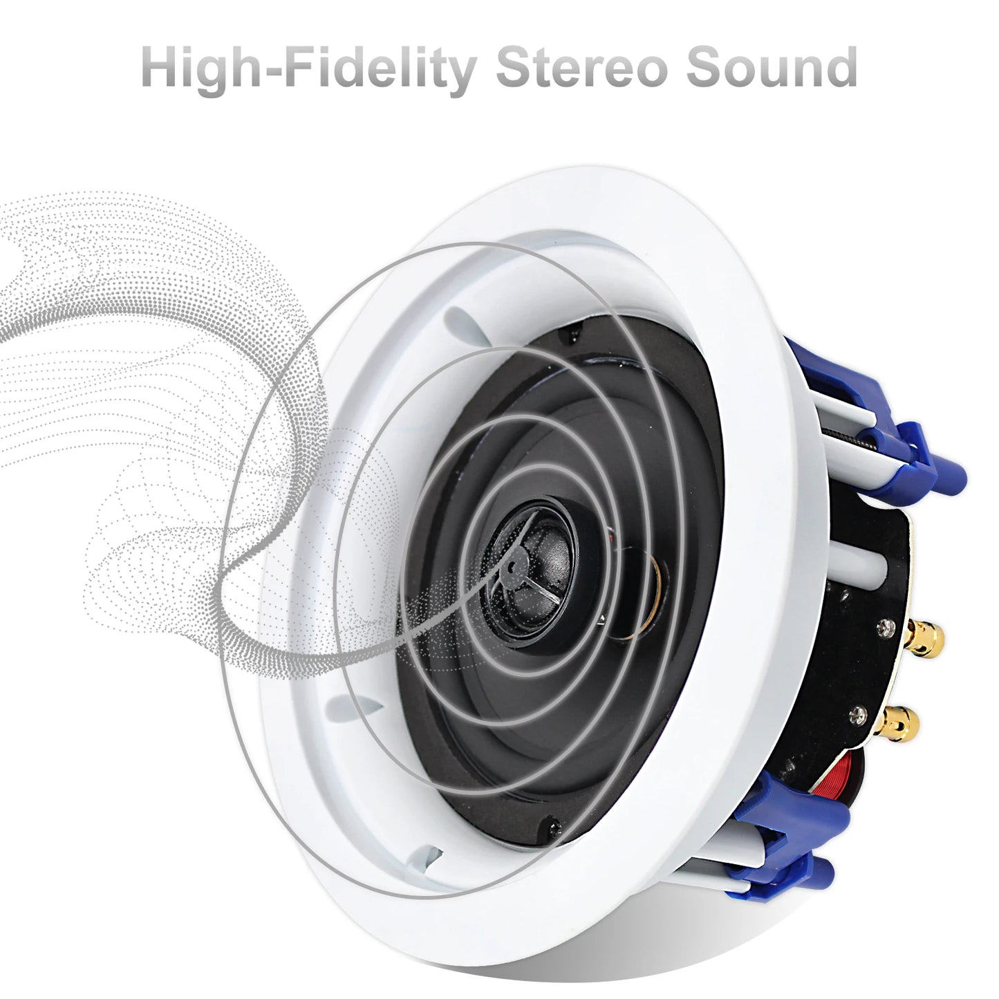Herdio 5.25” 4PCS Flush Mount Bluetooth Ceiling Speaker System Max Power 600W Great For Humid Indoor Outdoor Kitchen Bedroom
