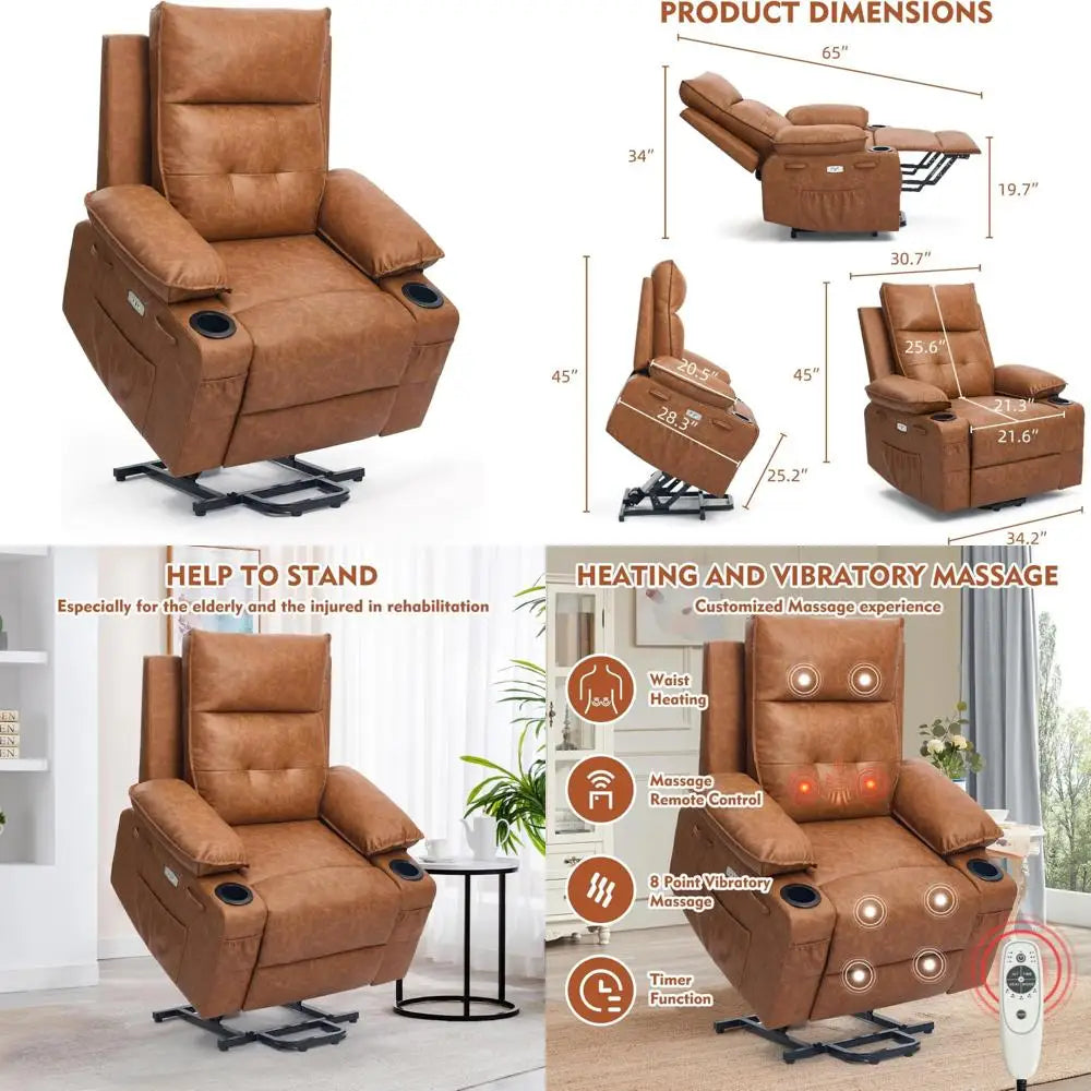 Power Lift Chair for Elderly,Electric Recliner Chair with Vibrating Massage & Heating,Living Room Chair with Thickened armrest,
