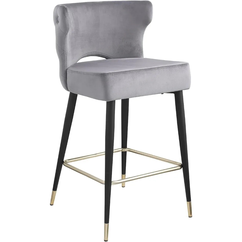 Counter Height Bar Stools Set of 2,Upholstered Kitchen Bar Chair with Footrest, 26.4" Kitchen Counter Stool Thick Cushion Metal