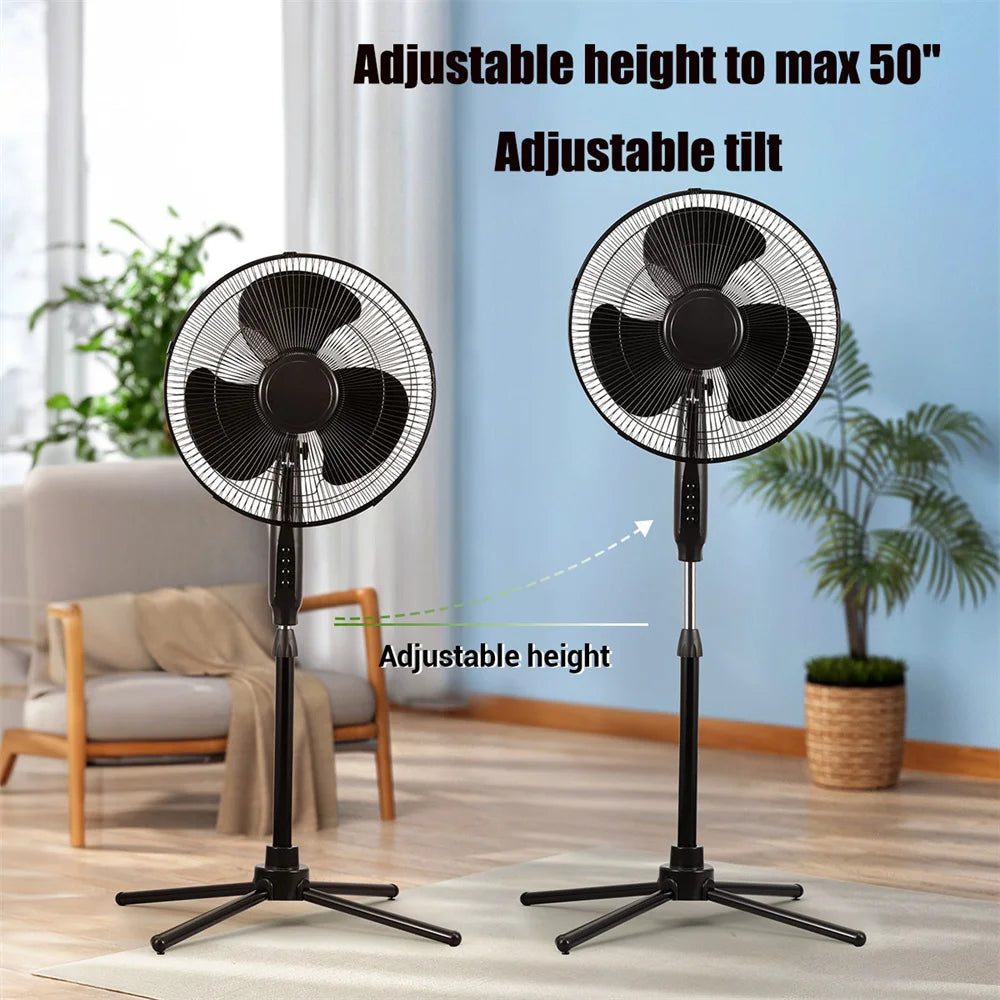 Kitchen Home Office 16 Inch Pedestal Standing Fan Adjustable Height and Tilt Floor Fan For Living Room Bedroom