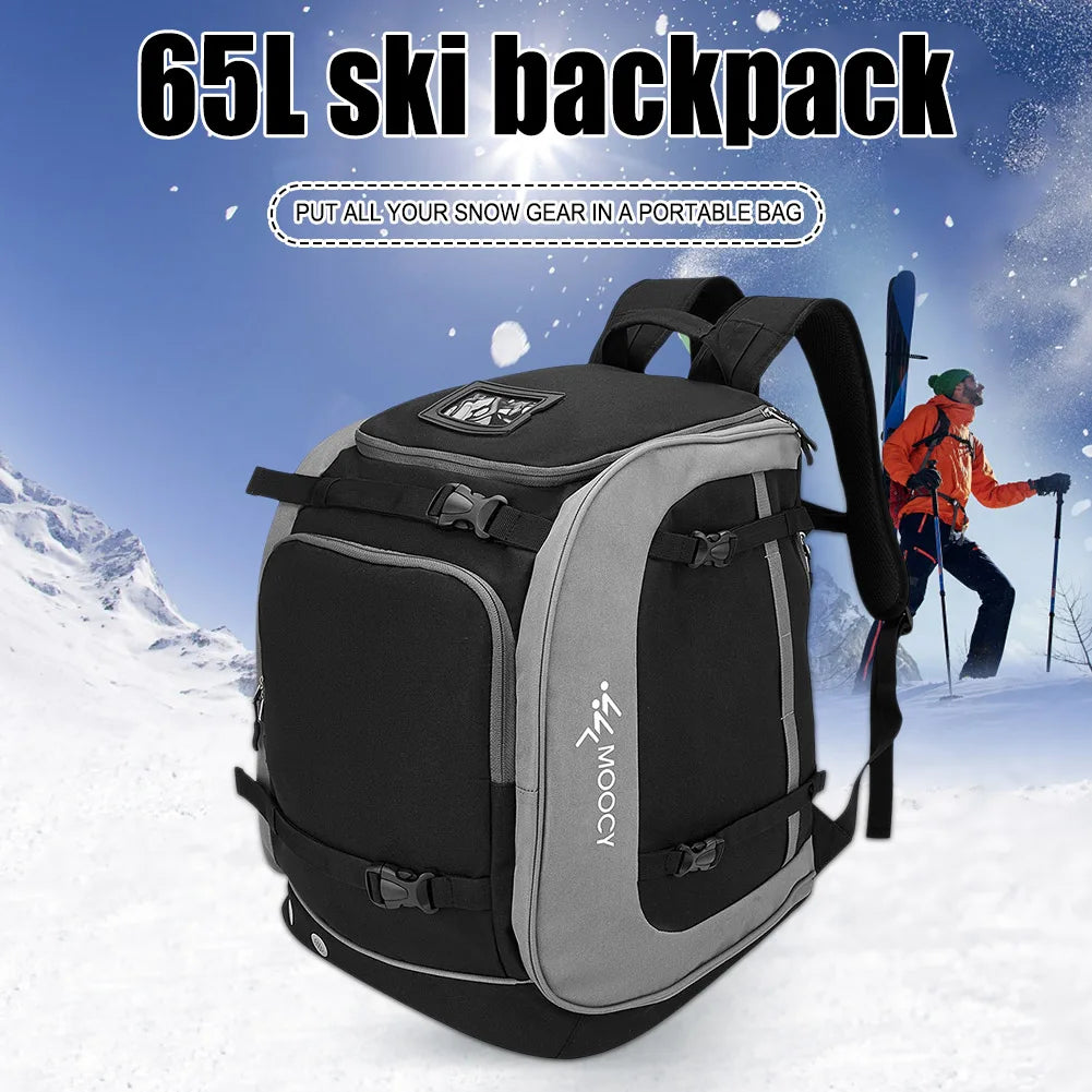 65L Ski Boot Backpack Large Capacity Oxford Cloth Helmet Clothing Rucksack Boots Helmet Clothing Storage Bag for Hiking Climbing