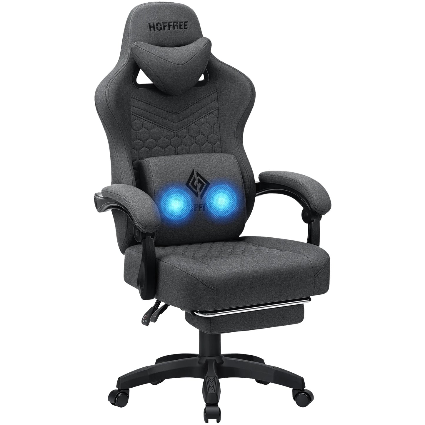 Ergonomic Office Chair With Footrest Lumbar Cushion Bluetooth Speaker 2-Point Massage Height Adjustable Gaming Racing Chair Sofa