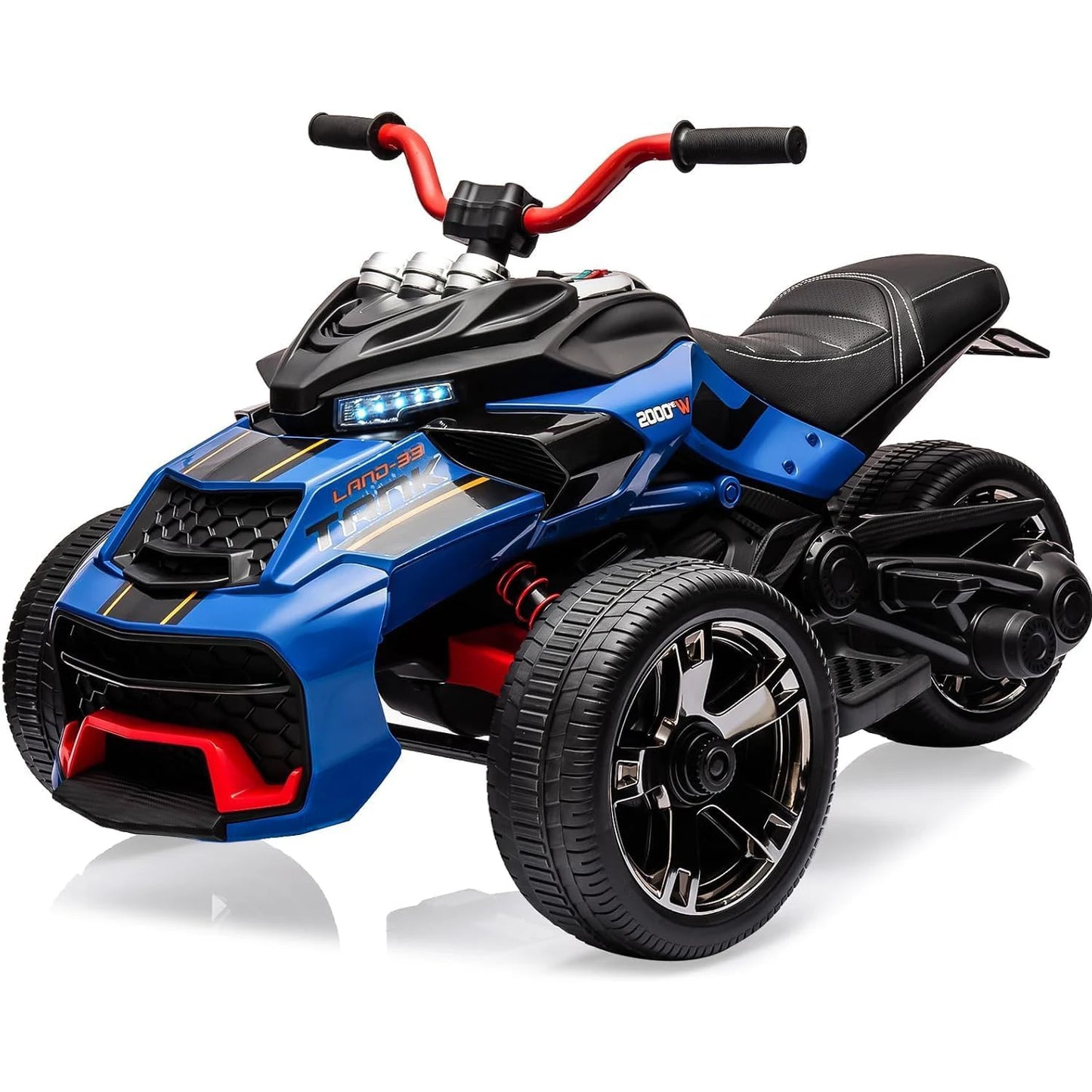12V Kids Ride On ATV, Motorcycle, 3 Wheeler Electric Vehicle Led Lights, Treaded Tires, Music Toy Car for Kids 3-8 Years