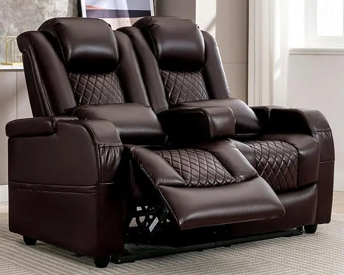 RV Loveseat Recliner Sofa, Home Theater Seating with 3 Arms and 2 Pillows, Wall Hugger Recliners & 135° Reclining Couch