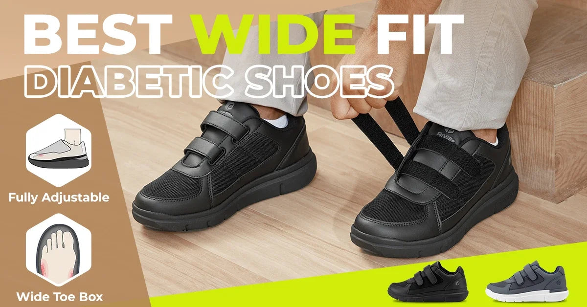 Extra Wide 4E Men'S Diabetic Shoes Senior Causal Shoe Relieve Neuropathy Suitable For Swollen Foot Pain With Arch Support