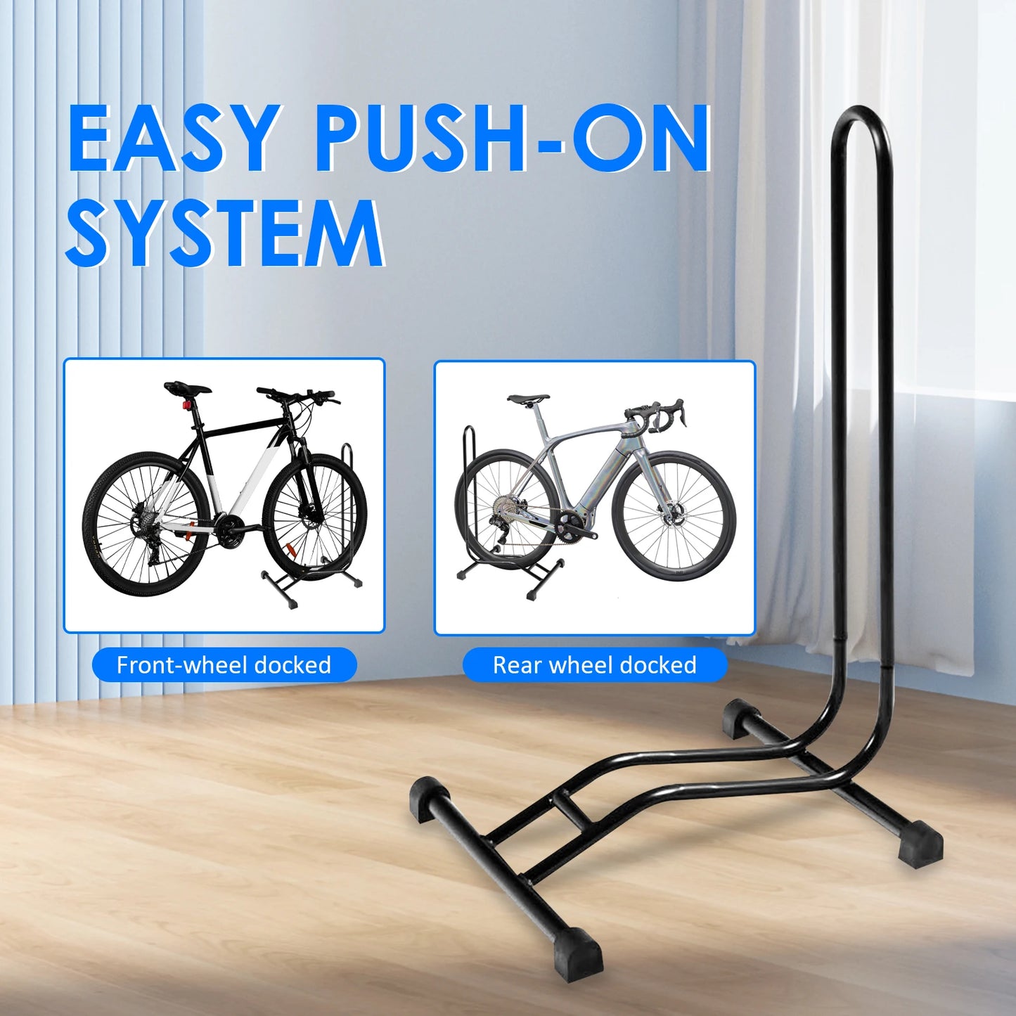 Mountain Bike Stand Freestanding L-Shaped Floor Cycle Rack Organizer Steel Vertical Bike Holder, Cycling Display Storage