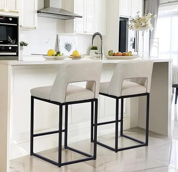 Counter Height Bar Stools for Kitchen Counter Modern Bar Chairs with Backs  for Kitchen Island with Upholstered Faux Leather