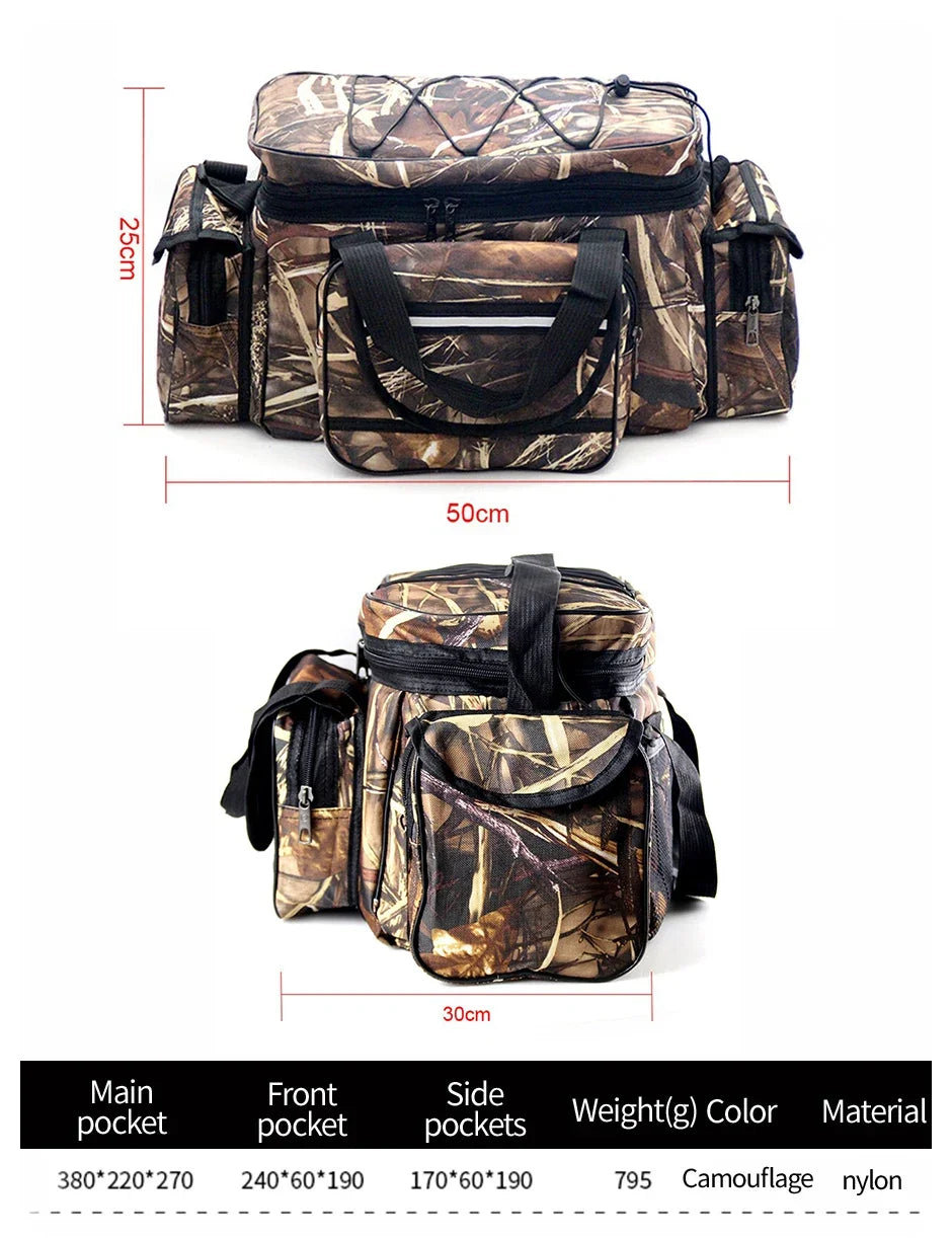Topline Tackle Versatile Fishing Backpack 50*30*25cm Oxford Fabric Anti-Scratch Convenient Large Capacity Fishing Shoulder Bag