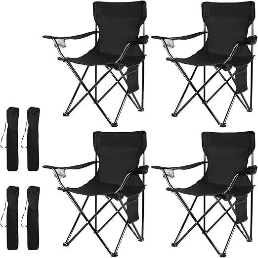 4-Piece Folding Camping Chairs - Lightweight, Easy Setup, Portable for Beach, Lawn, Outdoor Activities