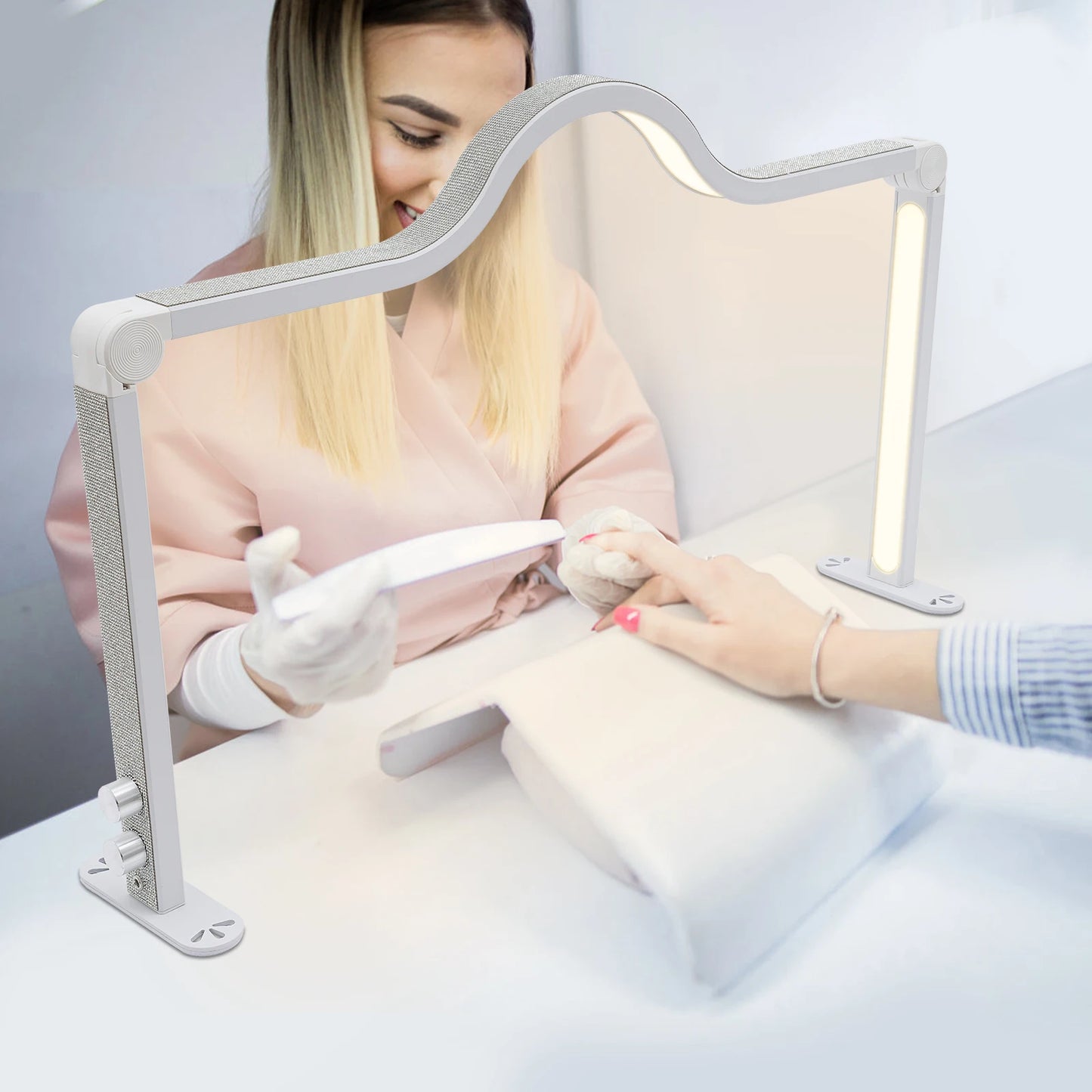 Rectangular Shape Desk Lamp with Simulated Diamonds for Manicures and Lashes, Foldable Nail Tech Light(White Color)